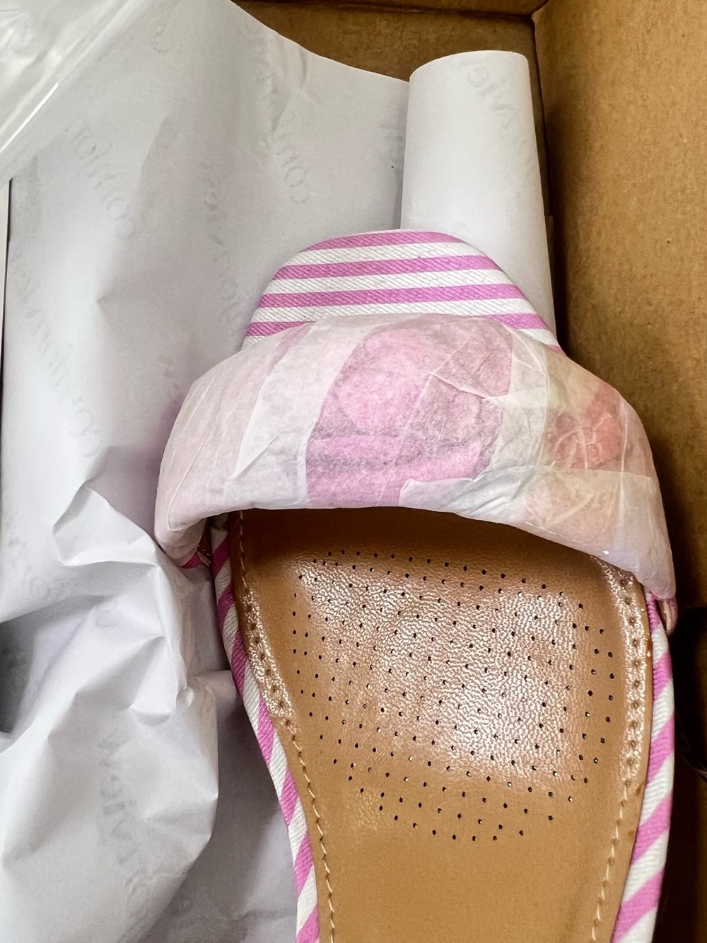 Mossimo Supply Co. Pink & White Striped Block Heel Slide